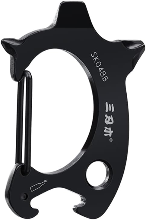 Sanrenmu Pry Bar Bottle Opener Keychain Multi Tool Stainless Steel with Flat/Cross Screwdriver Clip Lanyard Hole Functions for Everyday Carry (Black)