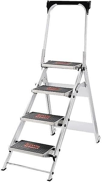 Little Giant Ladder Systems 10410BA Safety Step Ladder Four Step with Bar, 2 x 11-Inch