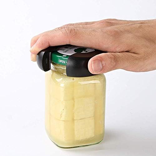 6 in 1 Multi Opener Jar Opener Bottle Can Opener Seal Soda Lid Twist Grips Non-slip Grip Easy Opern for Kid Kitchen Holiday Party (Gray + Black)