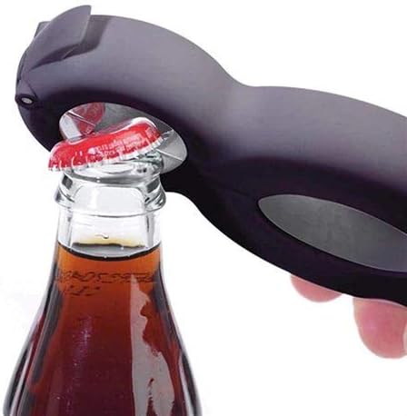 6 in 1 Multi Opener Jar Opener Bottle Can Opener Seal Soda Lid Twist Grips Non-slip Grip Easy Opern for Kid Kitchen Holiday Party (Gray + Black)
