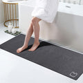 RUERYA Dark Grey Bath Mat 15.7" x 47.2" Extra Long Bathroom Mat Large Fast Dry Super Absorbent Non-Slip Rubber Backed Shower Mat Bath Rugs Mats for Bathroom Floor, Tub, Shower, Sink, Dark Gray