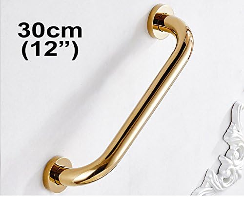 12-Inch Grab Bar for Hotel/Motel/Home Shower Safety, Solid Brass, Polished Gold, Heavy-Duty Construction Armrest, Bathroom Bathtub Handrail