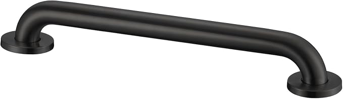Stardrix 18-Inch ADA Compliant Grab Bar, 1.5" Diameter, Concealed Mounting Flanges, Handicap Friendly, Commercial & Residential Bathrooms, Matte Black Stainless Steel