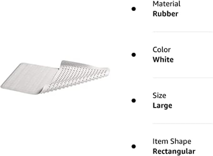 Rubbermaid Commercial Products Safti-Grip Bath Mat, Large, White, Suction-Backed, for Commercial/Residential Use for Home/Hotel/Shower/Bathtub (Pack of 12)