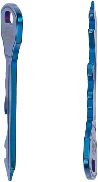 Sanrenmu Keychain GJ040 Pry Bar Multi Tool with Bottle Opener Screwdriver Wheel Spoke Wrench Function Stainless Steel Small Keychain (Blue)