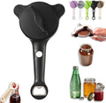 2026 New 4-in-1 Multi-Purpose Jar Opener, Adjustable Stainless Steel Ergonomic with Non-Slip Teeth, Jar Opener for Weak Hands, Multi Size Lid Tool for Jars, Cans, Wine Bottles (Black)