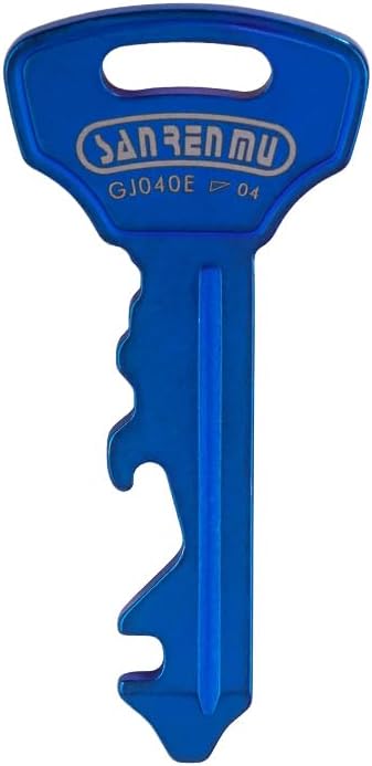 Sanrenmu Keychain GJ040 Pry Bar Multi Tool with Bottle Opener Screwdriver Wheel Spoke Wrench Function Stainless Steel Small Keychain (Blue)