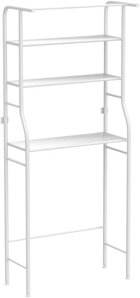 UDEAR 3-Tier Over The Toilet Rack,Bathroom Shelf Space Saver,Corner Stand Storage Organizer Accessories,the Washing Machine,with Hanging Rod,Tower Shelf,White