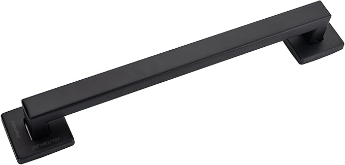 Joyrain ADA Square Grab Bar 16/24/32 Inch - 500lb Capacity Safety Rail for Elderly, Non-Slip Bathroom Handle (Matte Black, 16 inch)