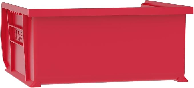 Akro-Mils 30235 AkroBins Plastic Storage Bins, Space-Saving Stackable Bins for Garage, Pantry, Craft Organization, 11" x 11" x 5", Red, 6-Pack