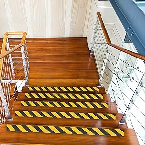 COSIMIXO 12" x 35Ft Black&Yellow Heavy Duty Anti Slip Tape for Stairs Outdoor/Indoor Waterproof Grip Tape Safety Non Skid Roll for Stair Steps Traction Tread Staircases Non Slip Strips
