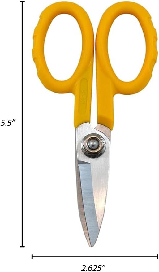 Miller KS-1 Yellow Fiber Optic Kevlar Scissors, Easily Portable Utility Scissors for Working Technicians, Electricians, and Installers, Heavy-Duty Cable Cutters, 5.5 Inches