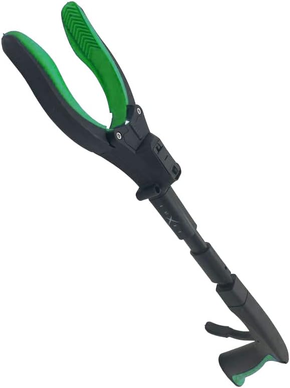 Grabber Tool 19" Aluminum Magnetic Claw with LED Light, Lightweight Foldable Reacher Grabber Pickup Tool, Gripper Grabbers for Elderly Grab it Reaching Tool Trash Picker Grabber, Green, By Luxet