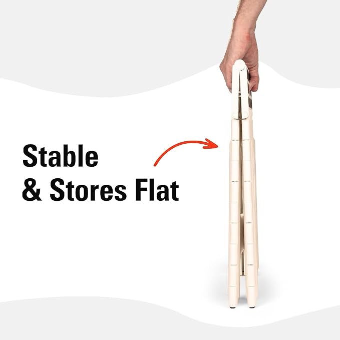 Kikkerland Rhino Foldable Step Stool – Holds Adults up to 300 Lbs, Best for Kitchen & Bathroom – Collapsible, Portable, Lightweight Stepping Stool with Sturdy, Non-Slip Design – White, 15”