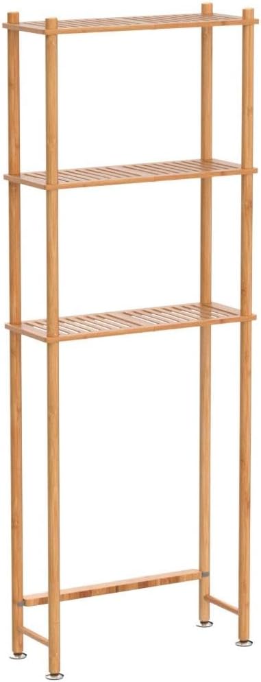AmazerBath Over The Toilet Storage Bamboo, Bathroom Over Toilet Organizer Rack, 3-Tier Freestanding Above Toilet Shelf for Bathroom, Laundry, Space Saver, Natural Color