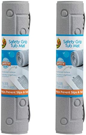 Duck Brand 286625 Safety Grip Bath Mat, 17 x 36 Inches, Gray, 2-Pack