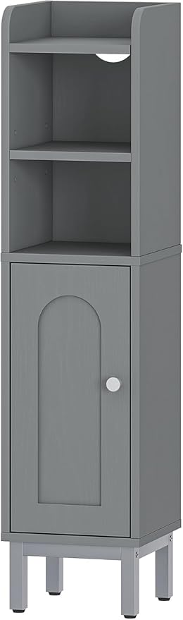 Hzuaneri Bathroom Storage Cabinet, Small Corner Floor Cabinet with Door and Shelves, Narrow Toilet Paper Holder, Bathroom Organizer with Adjustable Shelf, for Small Spaces, Gray BC08221GR