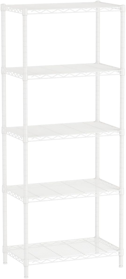 SINGAYE Shelf Wire Shelving Adjustable Storage Shelves Rack Standing Units for Kitchen Closet Laundry Bathroom Organizers Metal Pantry Narrow Mesh Gaps 14" D x 24" W x 59" H White