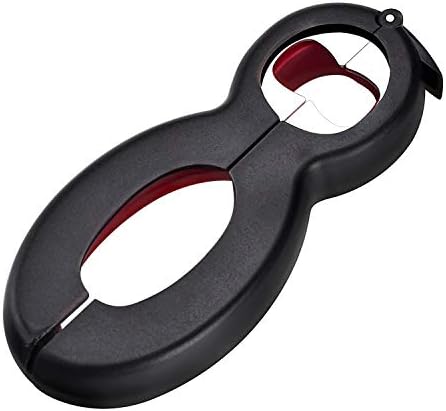 6 in 1 Multi Opener Jar Opener Bottle Can Opener Seal Soda Lid Twist Grips Non-slip Grip Easy Opern for Kid Kitchen Holiday Party (Red + Black)