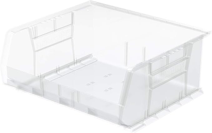 Akro-Mils 30250 AkroBins Plastic Storage Bins, Space-Saving Stackable Bins for Garage, Pantry, Craft Organization, 15" x 16" x 7", Clear, 6-Pack