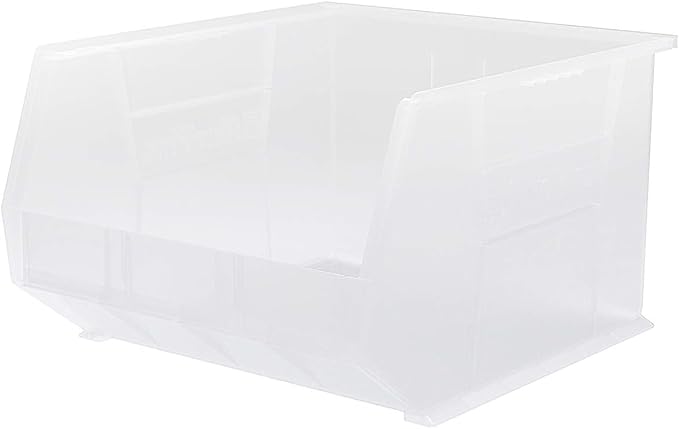 Akro-Mils 30270 AkroBins Plastic Storage Bins, Space-Saving Stackable Bins for Garage, Pantry, Craft Organization, 18" x 16" x 11", Clear, 3-Pack