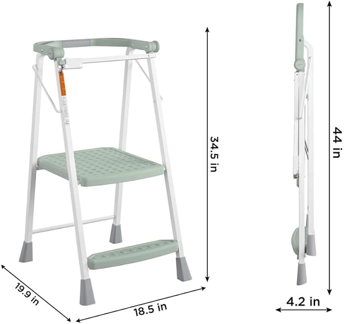 COSCO 2-Step Kitchen Stepper™ Folding Step Stool, Safety Kit Series, Ages 4+, Navy (Green)