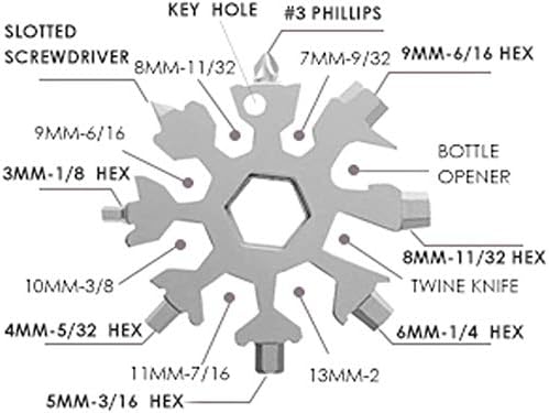 18-in-1 Snowflake Multitool, Stainless Steel Bottle Opener, Multi Tool Cool Gadget Stocking Stuffer for Men for Men, Dads, Husbands (Black)