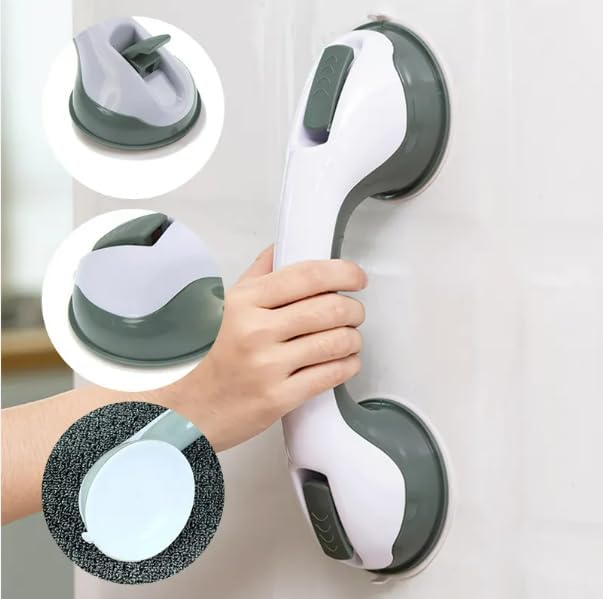 Non-Slip Suction Grab Bar.for Extra Stability in Showers, Bathtubs and Toilets.Suction Grab Bar for People with Disabilities, Elderly Individuals, Pregnant Women, and Children.12 Inch,Green.(2-Pack)