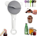 2026 New 4-in-1 Multi-Purpose Jar Opener, Adjustable Stainless Steel Ergonomic with Non-Slip Teeth, Jar Opener for Weak Hands, Multi Size Lid Tool for Jars, Cans, Wine Bottles (Gray)