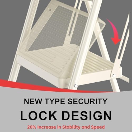 Foldable Folding Step Ladder Stool - 2 Stepping Tall Extension Heavy Duty with Handrails for Home Adults Kitchen - Extendable Stepladder Closet Stepstool Stair Ladders for Indoor House 600Lbs