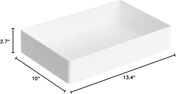 Amazon Basics Rectangular Plastic Desk Organizer Bundle, 3 Pieces Letter Tray and Accessory Tray for Office Supplies, Document Organization, Workspace Storage, 10 x 13.4 inches, White