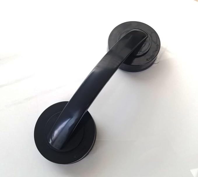 WANLIAN Powerful Suction Cup Glass Mirror Door Handle, Refrigerator Drawer Bathroom Suction Cup wall handrail, Bathtub Shower Handle Kitchen Drawer Cabinet Handle (Black)