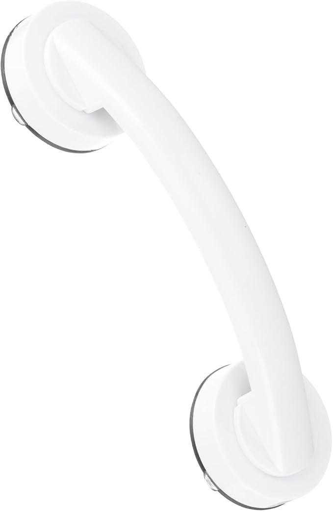 uxcell Grab Bars for Bathtubs and Showers, 9.1" Mirror Glass Door and Window Handles Powerful Shower Suction Cup Anti-Slip Safety Bars for Senior Shower Chairs White