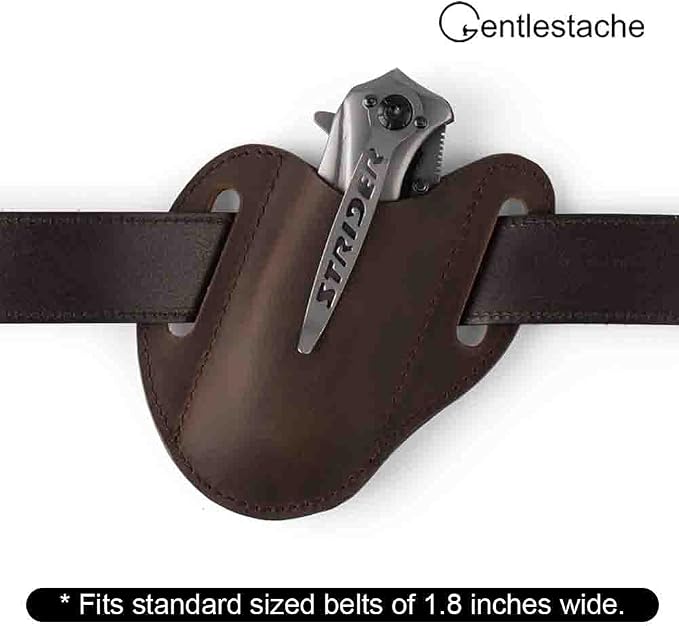 Gentlestache Leather Knife Sheaths for Belt, Pocket Knife Holder, EDC Leather Sheath for Folding Knife, Compact Draw Knife Holster Dark Brown…