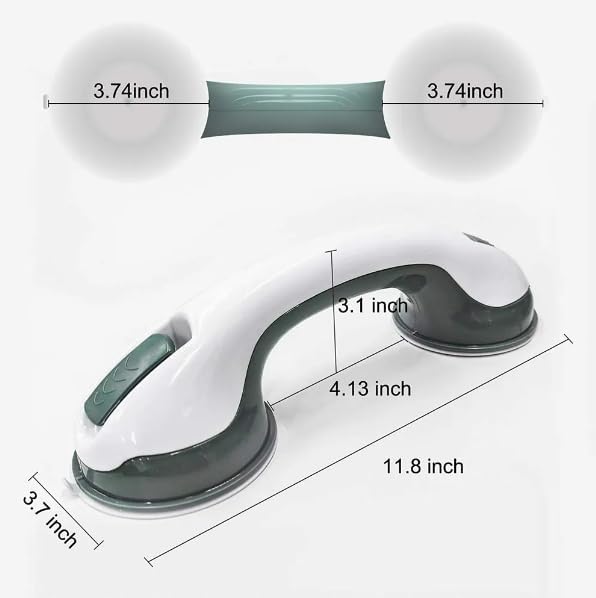 Non-Slip Suction Grab Bar.for Extra Stability in Showers, Bathtubs and Toilets.Suction Grab Bar for People with Disabilities, Elderly Individuals, Pregnant Women, and Children.12 Inch,Green.(2-Pack)