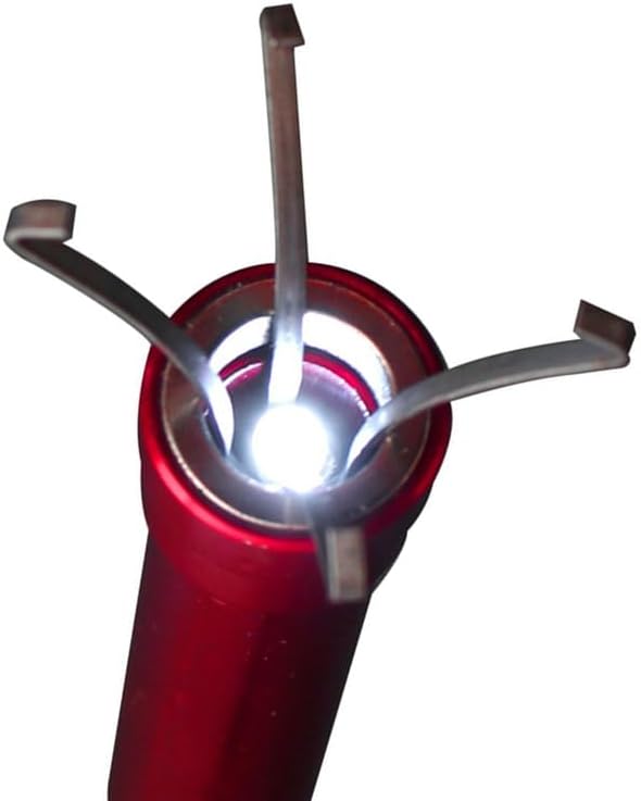 Flexible Claw Pickup Tool with Magnet Tool Flexible telescoping Claw led Light Grabber Extend，Long 28'' Four Claw 4-Claw for Small Parts Pickup Reacher Tool for Mechanics,Jewelry,Kids,etc. (Red)