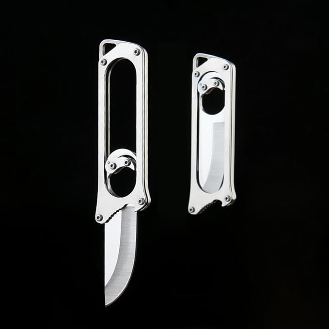 Mutipurpose Stainless Steel Utility Knife, Easy Slide Retractable Blade, EDC Box Cutter Push pull Cutter Knife for Everyday Carry (Style1)