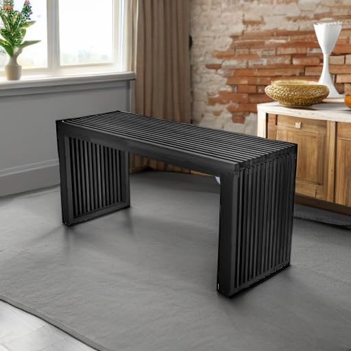 APRTAT Bamboo Dining Bench, 35 inch Farmhouse Decor Indoor Kitchen Table Bench, Entryway Shoe Rack Bench Solid Bamboo Benches for Living Room, Hallway, Bedroom, Bathroom
