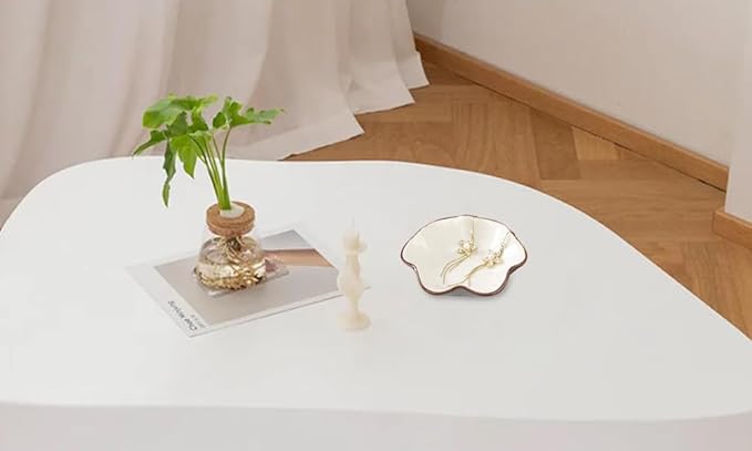 Ice Cracking Leaf Jewelry Dish, Decorative Ring Holder Small Trinket Tray Bowl, Gifts for Daughter Mom Friends, Milk White.