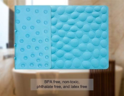 Non-Slip Bathtub Mat OTHWAY Soft Rubber Bathroom Bathmat with Strong Suction Cups (Blue)
