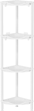 Lifewit Floor Standing Shower Caddy Corner, 4 Tier Plastic Shower Stand Rack with Adjustable Feet and Hooks, Rustproof Bathroom Shelf Organizer, White, 34 x 24 x 107 cm/13 x 9.5 x 42 inch