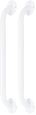 Medline White 18” Grab Bar for Shower & Bathtub, Independence Aid & Ease of Movement — for Elderly, Handicapped or Seniors, 300 lb. Capacity, 1 Bar (Pack of 2)