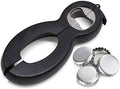 6 in 1 Multi Opener Jar Opener Bottle Can Opener Seal Soda Lid Twist Grips Non-slip Grip Easy Opern for Kid Kitchen Holiday Party (Gray + Black)