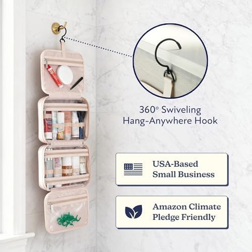 VANDEL Waterproof Hanging Toiletry Bag [TSA-Approved] Hanging Makeup Organizer Bag, Cosmetic Travel Bags for Women, Makeup Case Toiletries Organizer Hygiene Bathroom Shower Caddy - Sand