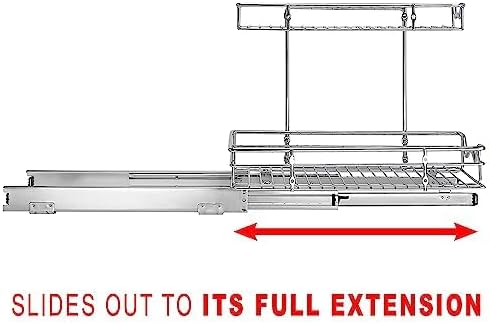 HOLDN’ STORAGE Two Tier Under Sink Organizers and Storage - Slide Out Cabinet Organizer w/Sliding Drawers for Cabinets- Lifetime Limited Warranty 11"Wx21"Dx15”H Chrome, Requires 12-1/2” Opening