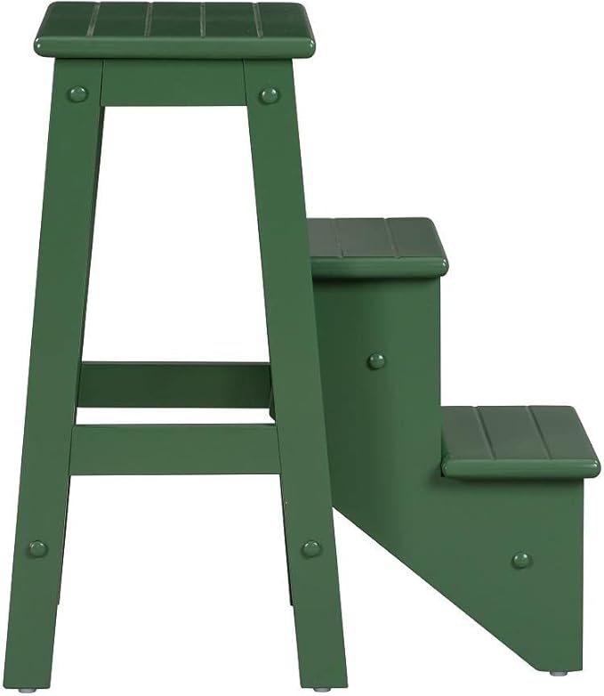 Boraam Niko Folding Counter Height 3-Tier Step Stool - Equestrian Green