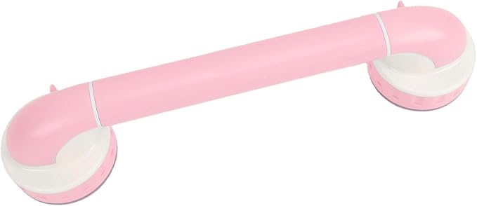 BRRNOO Shower Grab Bar for Kids with Reinforced Suction Cups, Stable Support for Toddlers Learning to Stand, Balanced & Stable Bath Handle, Hygienic & Easy Setup, ABS Material, 14.37in (Pink)