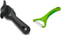 Kuhn Rikon Auto Safety LidLifter/Can Opener with Ring Pull, 8 x 2.5 x 2.75 inches, Black & Piranha Y Peeler, 6.25-inch, Green