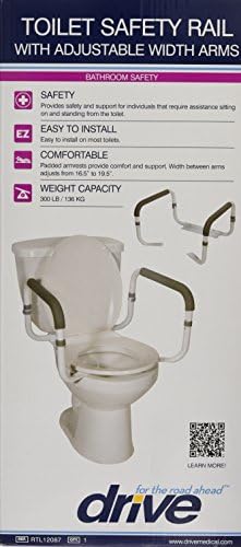 Drive Medical RTL12087 Bathroom Grab Bar for Toilets, White (Pack of 2)