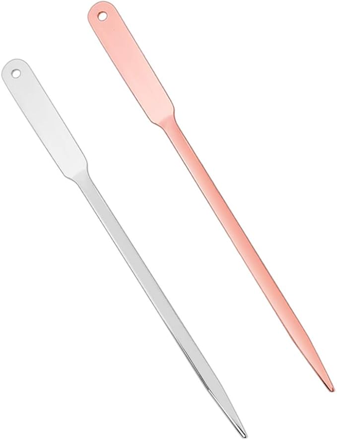 WXJ13 2 Pack Letter Openers Stainless Steel Lightweight Hand Envelope Slitter, Silver and Rose Gold